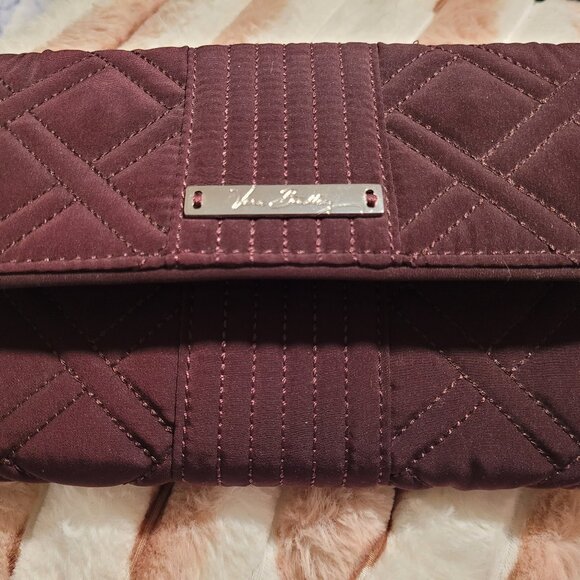 Vera Bradley Ultimate Wallet Quilted Wine Tri-fold - Picture 1 of 6